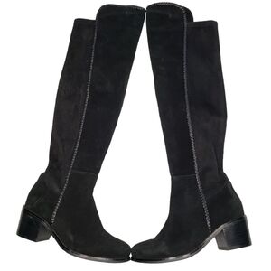 AquaDiva | Black Genuine Suede Leather Waterproof Over the Knee Boots Women 6.5